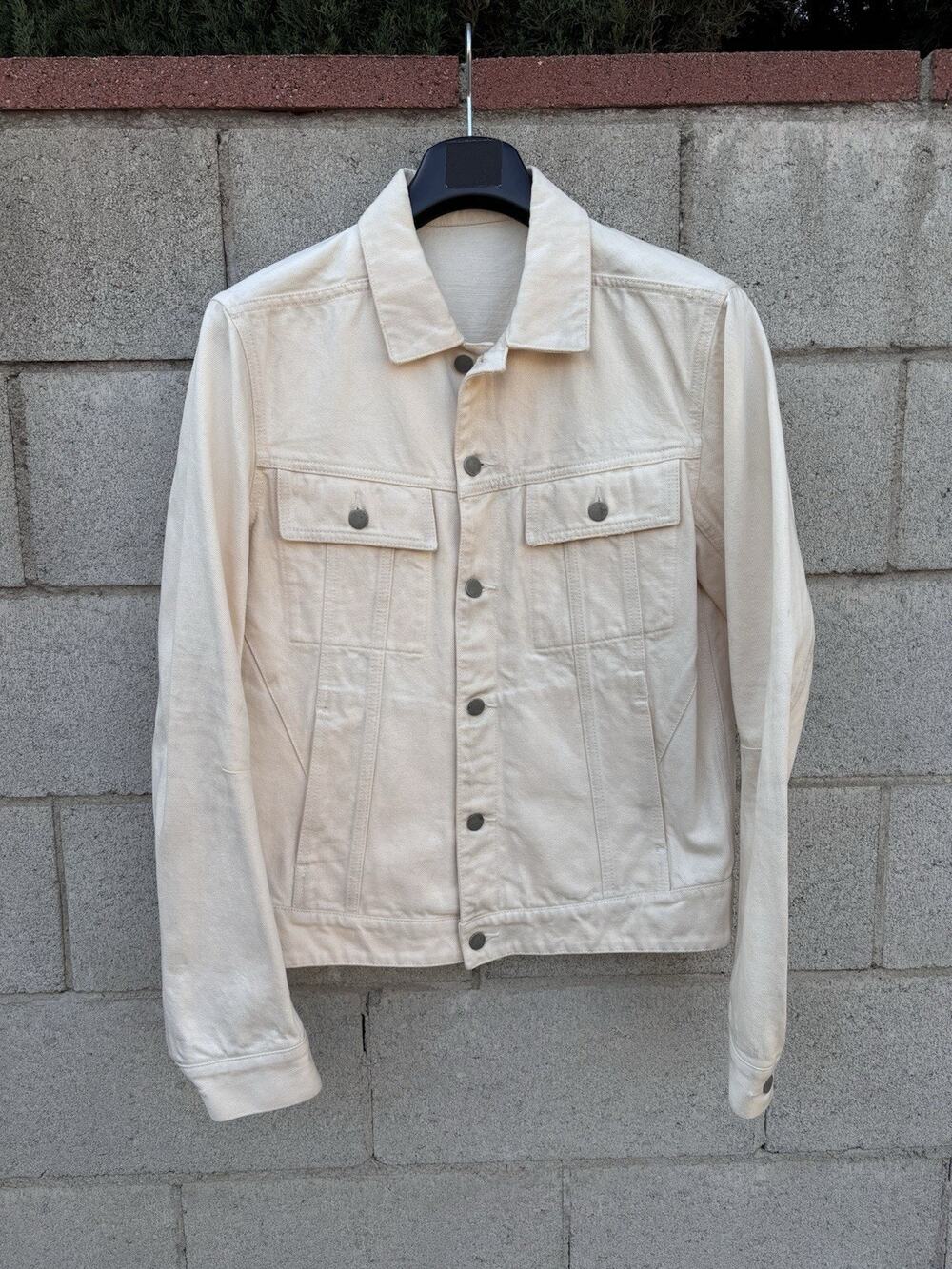 BALMAIN Denim Jean Trucker Jacket 100% Cotton White Sz L